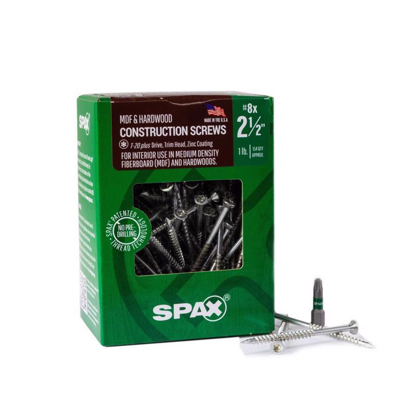 SPAX - SPAX MDF No. 8 in. X 2-1/2 in. L T-20+ Trim Head Construction Screws 1 lb 154 pk