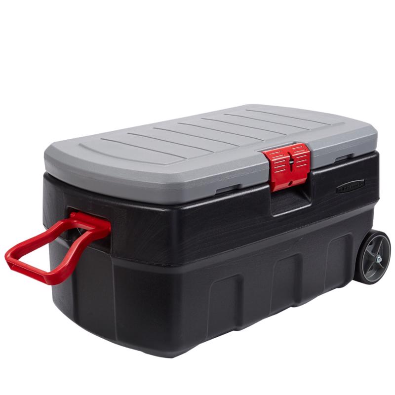 UNITED SOLUTIONS - United Solutions Rubbermaid 35 gal Black/Gray Storage Tote w/Wheels 36.19 in. H X 17.73 in. W X 19.5