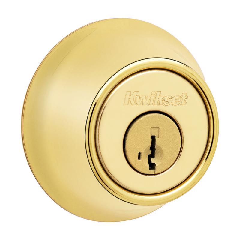 KWIKSET - Kwikset SmartKey Security Polished Brass Metal Single Cylinder Deadbolt [96600-747]