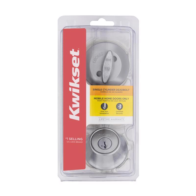 KWIKSET - Kwikset SmartKey Security Satin Chrome Metal Single Cylinder Deadbolt [96600-767]