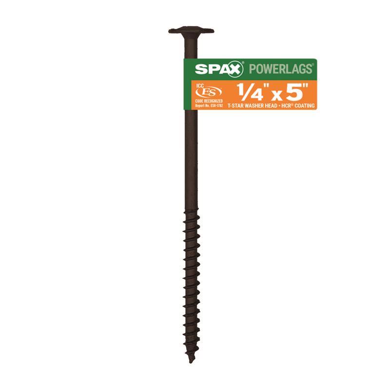 SPAX - SPAX PowerLags 1/4 in. X 5 in. L Washer High Corrosion Resistant Carbon Steel Lag Screw 1 pk - Case of 50