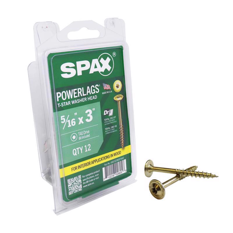 SPAX - SPAX PowerLags 5/16 in. X 3 in. L Washer Yellow Zinc Carbon Steel Lag Screw 12 pk