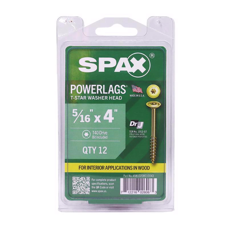 SPAX - SPAX PowerLags 5/16 in. X 4 in. L Washer Yellow Zinc Carbon Steel Lag Screw 12 pk