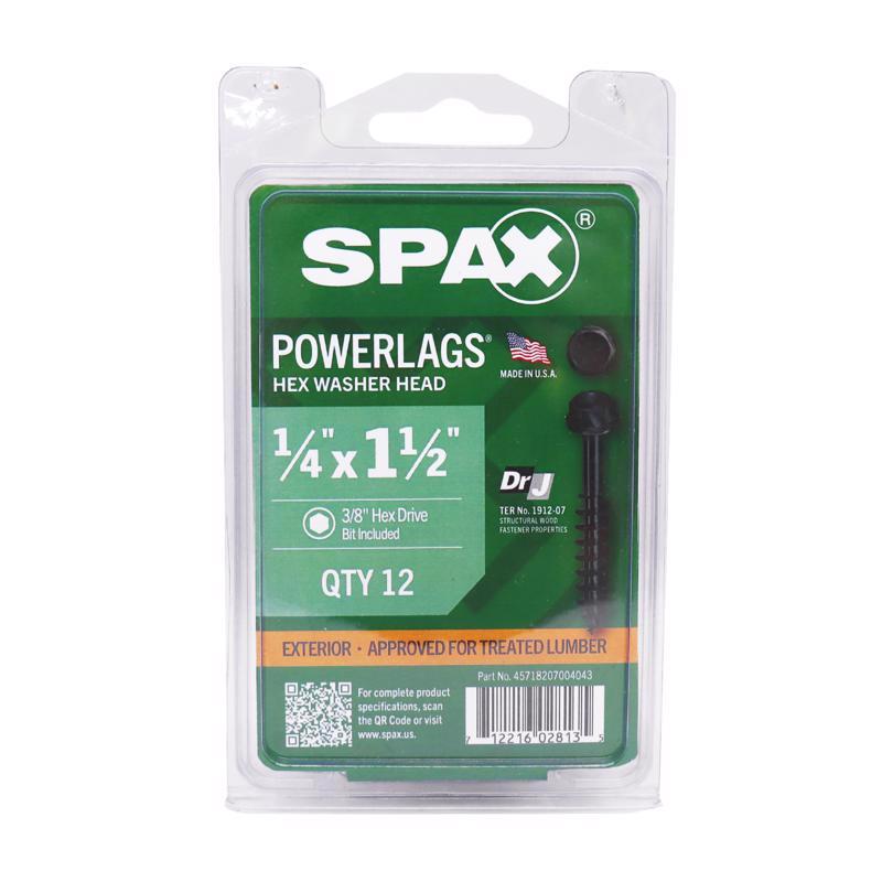 SPAX - SPAX PowerLags 1/4 in. X 1-1/2 in. L Washer High Corrosion Resistant Carbon Steel Lag Screw 12 pk