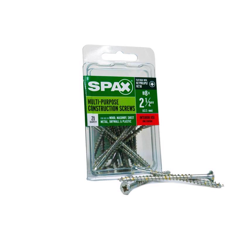 SPAX - SPAX Multi-Material No. 8 in. X 2-1/2 in. L Phillips/Square Flat Head Construction Screws 20 pk