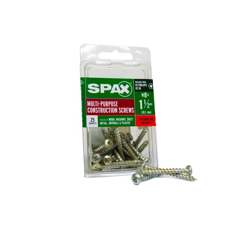 SPAX - SPAX Multi-Material No. 8 in. X 1-1/2 in. L Phillips/Square Pan Head Construction Screws 25 pk