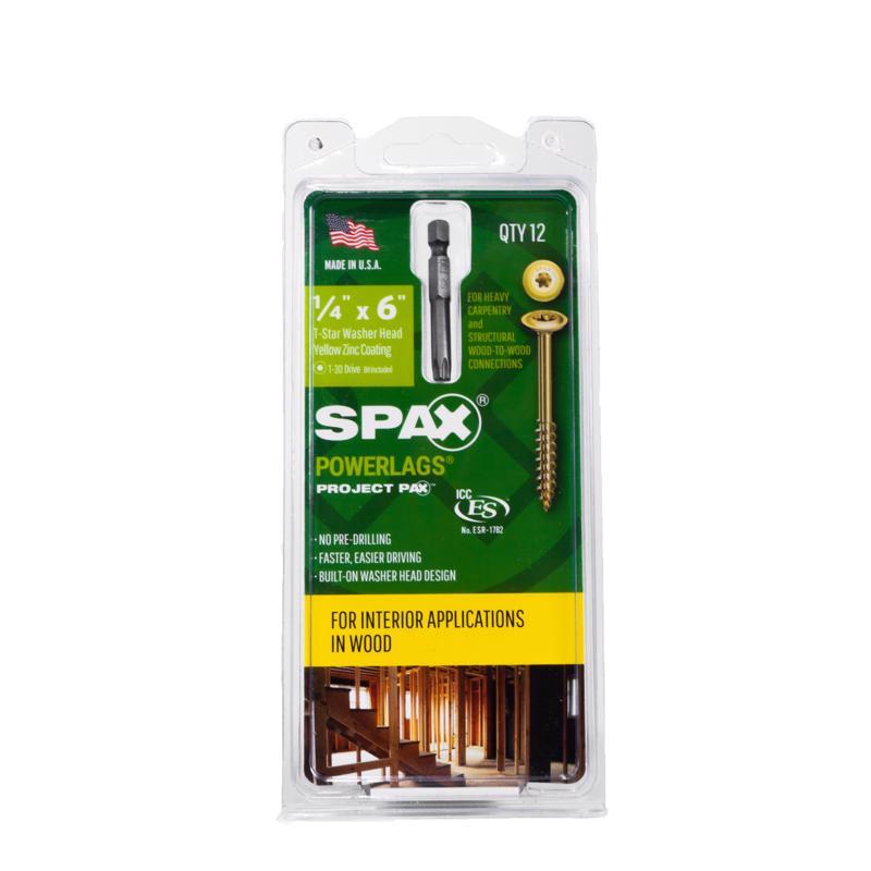 SPAX - SPAX PowerLags 1/4 in. X 6 in. L Washer Yellow Zinc Carbon Steel Lag Screw 12 pk