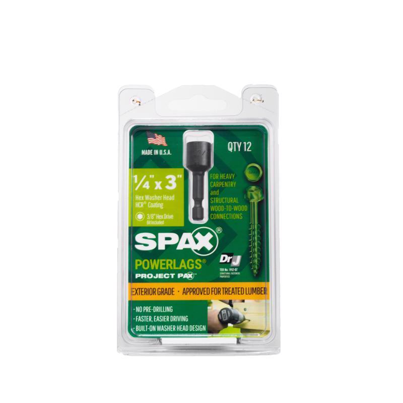 SPAX - SPAX PowerLags 1/4 in. X 3 in. L Washer High Corrosion Resistant Carbon Steel Lag Screw 12 pk