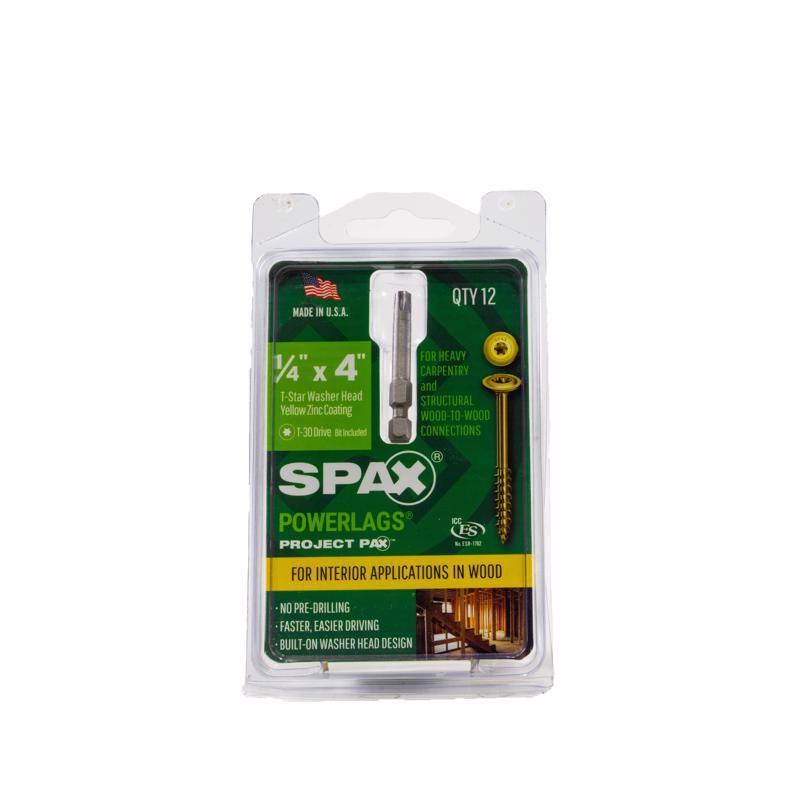 SPAX - SPAX PowerLags 1/4 in. X 4 in. L Star Yellow Zinc Steel Lag Screw 12 pk