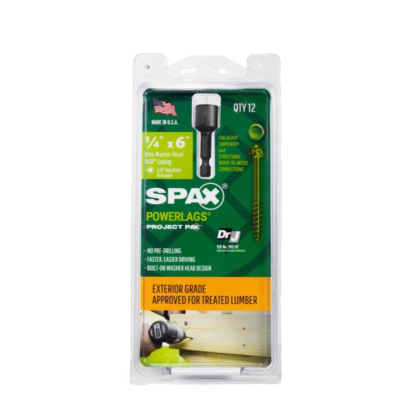 SPAX - SPAX PowerLags 1/4 in. in. X 6 in. L Hex Drive Hex Washer Head Structural Screws 0.72 lb 12 pk