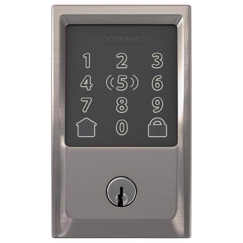 SCHLAGE - Schlage Encode Plus Satin Nickel Metal WiFi Deadbolt with Century Trim