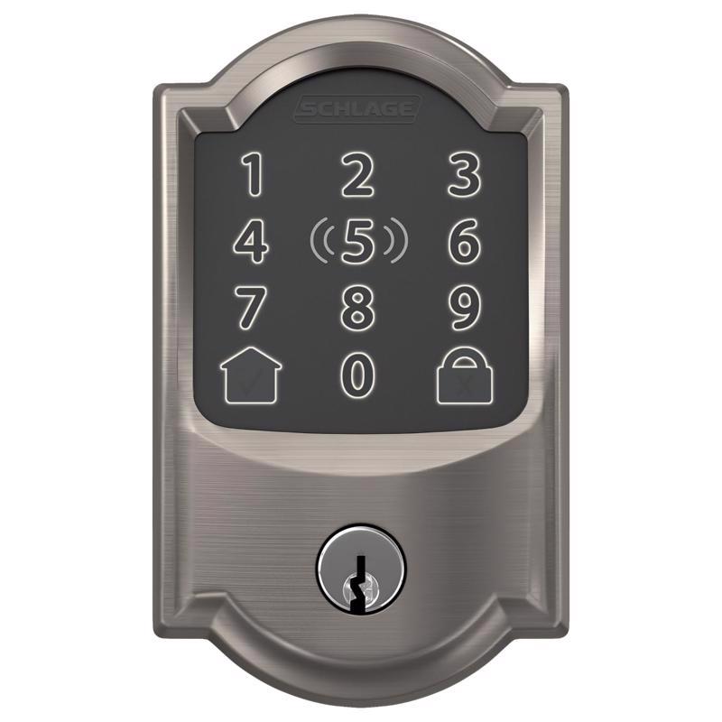 SCHLAGE - Schlage Encode Plus Satin Nickel Metal WiFi Deadbolt with Camelot Trim