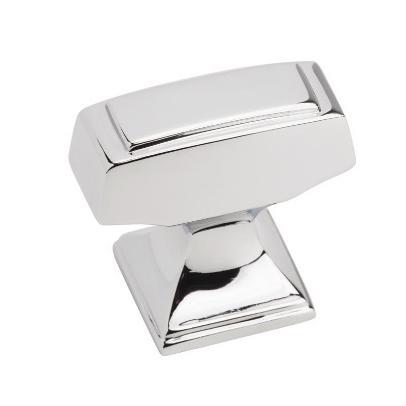 AMEROCK - Amerock Mulholland Traditional Rectangle Cabinet Knob 1-3/16 in. Polished Chrome 1 pk