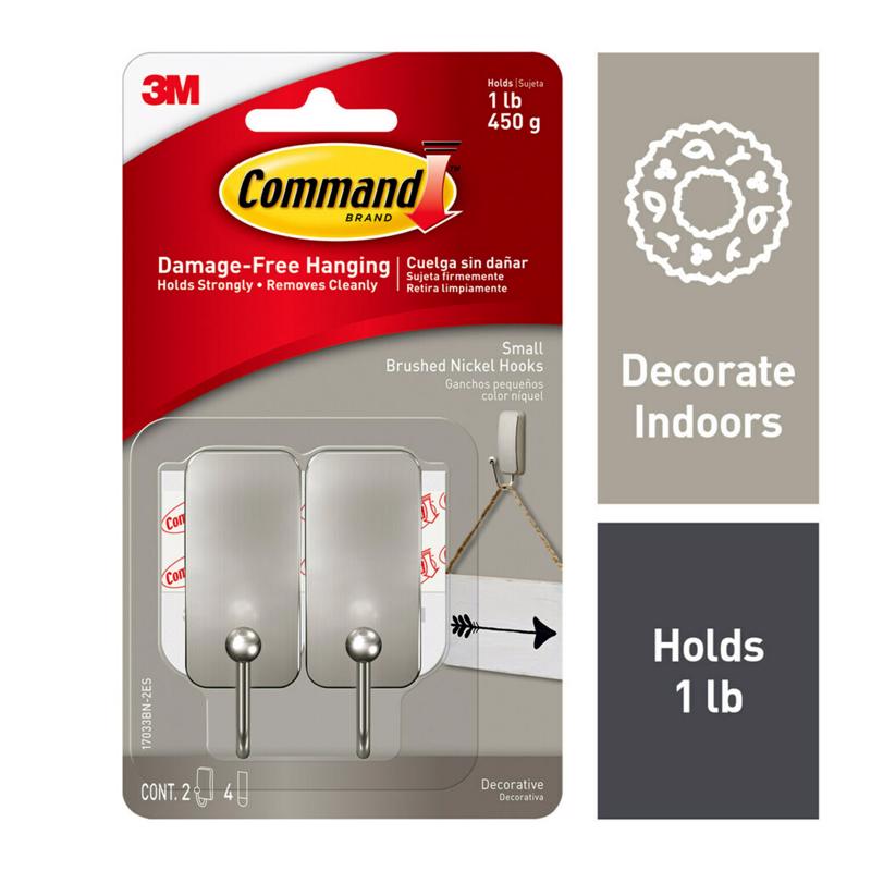 3M - 3M Command Small Metal/Plastic Hook 0.98 in. L 2 pk