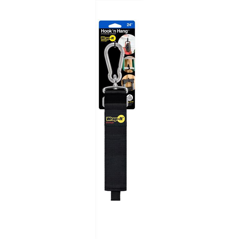 WRAP-IT - Wrap-It Hook 'n Hang 24 in. L Black Nylon/Steel/Velcro Storage Hook/Strap 250 lb. cap. 1 pk