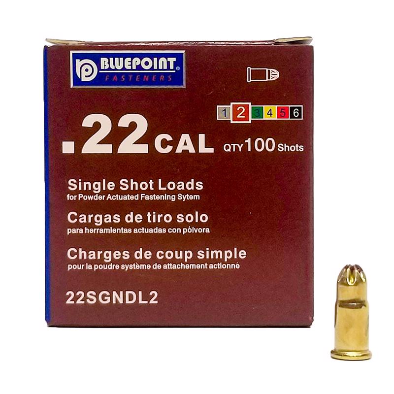 BLUE POINT - Blue Point .22 in. D X .62 in. L Brass Flat Head Powder Loads 100 box [22SGNDL2]
