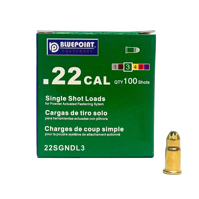 BLUE POINT - Blue Point .22 in. D X .62 in. L Brass Flat Head Powder Loads 100 box [22SGNDL3]