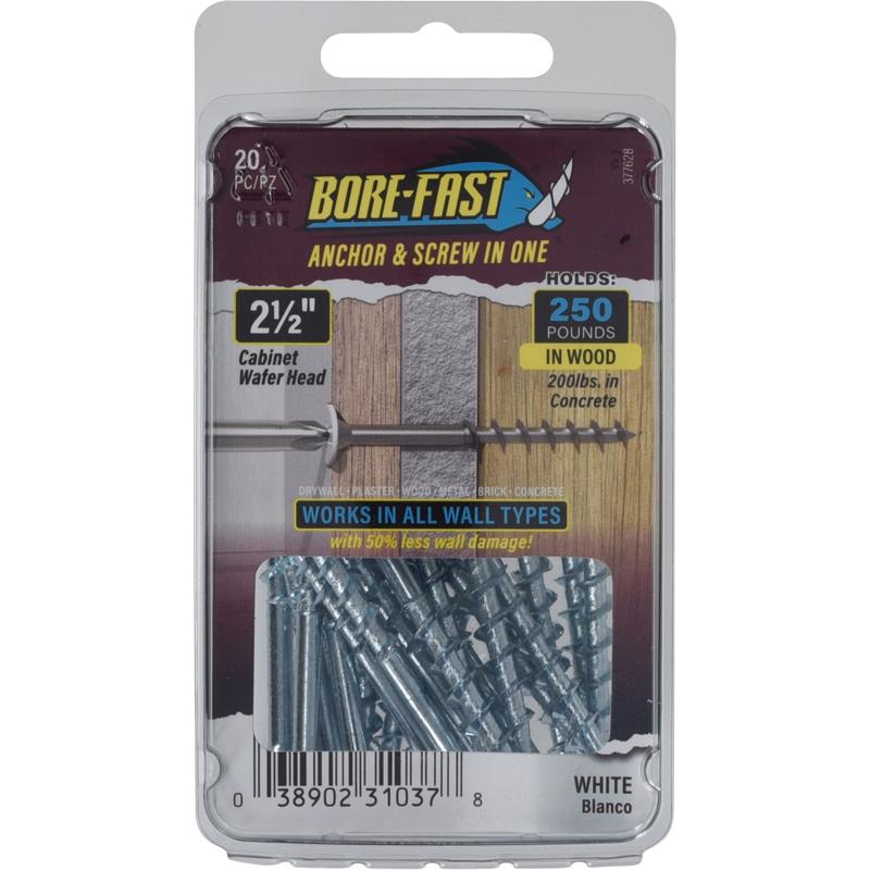 HILLMAN - Borefast 1/4 in. D X 2-1/2 in. L Steel Pan/Wafer Head Screw and Anchor 20 pk [377628]