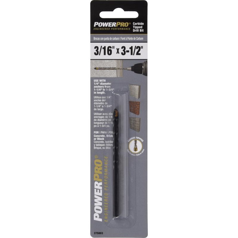 HILLMAN - HILLMAN Power Pro 3/16 in. X 3-1/2 in. L Carbon Steel Drill Bit 1 pk