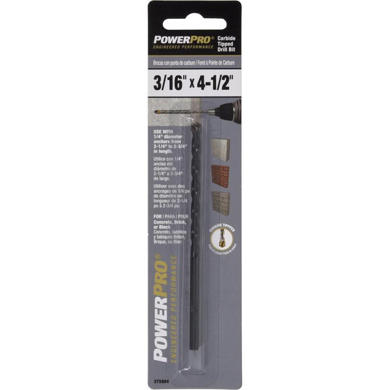 HILLMAN - HILLMAN Power Pro 3/16 in. X 4-1/2 in. L Carbon Steel Drill Bit 1 pk