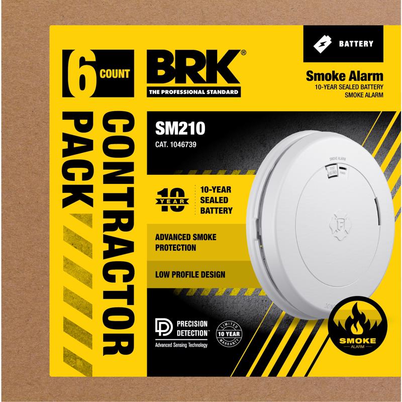 BRK - BRK Battery-Powered Photoelectric Smoke Detector 6 pk