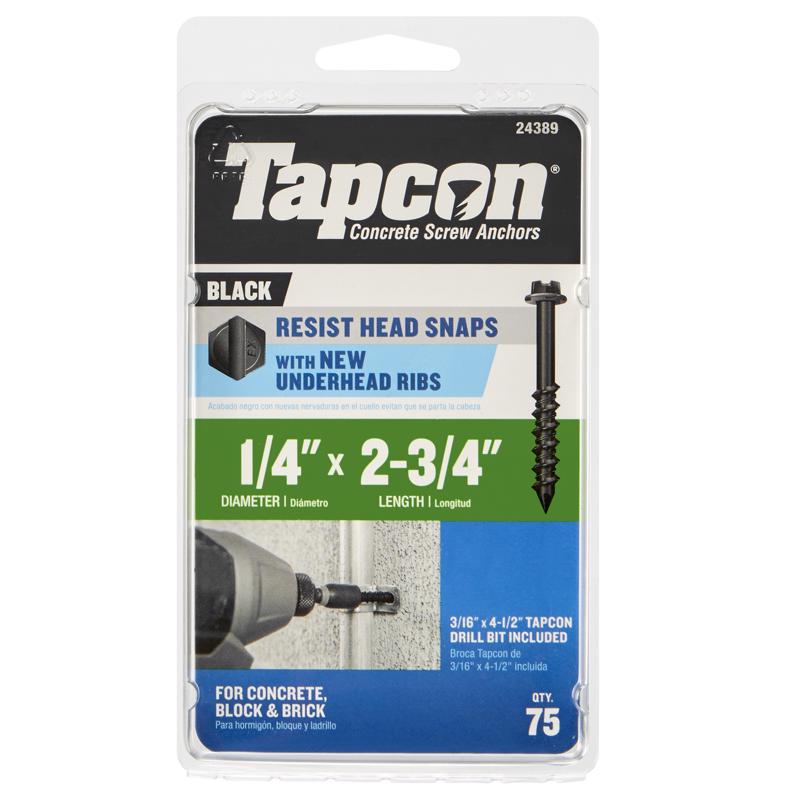 TAPCON - Tapcon 1/4 in. X 2-3/4 in. L Hex Drive Hex Head High/Low Concrete Screws