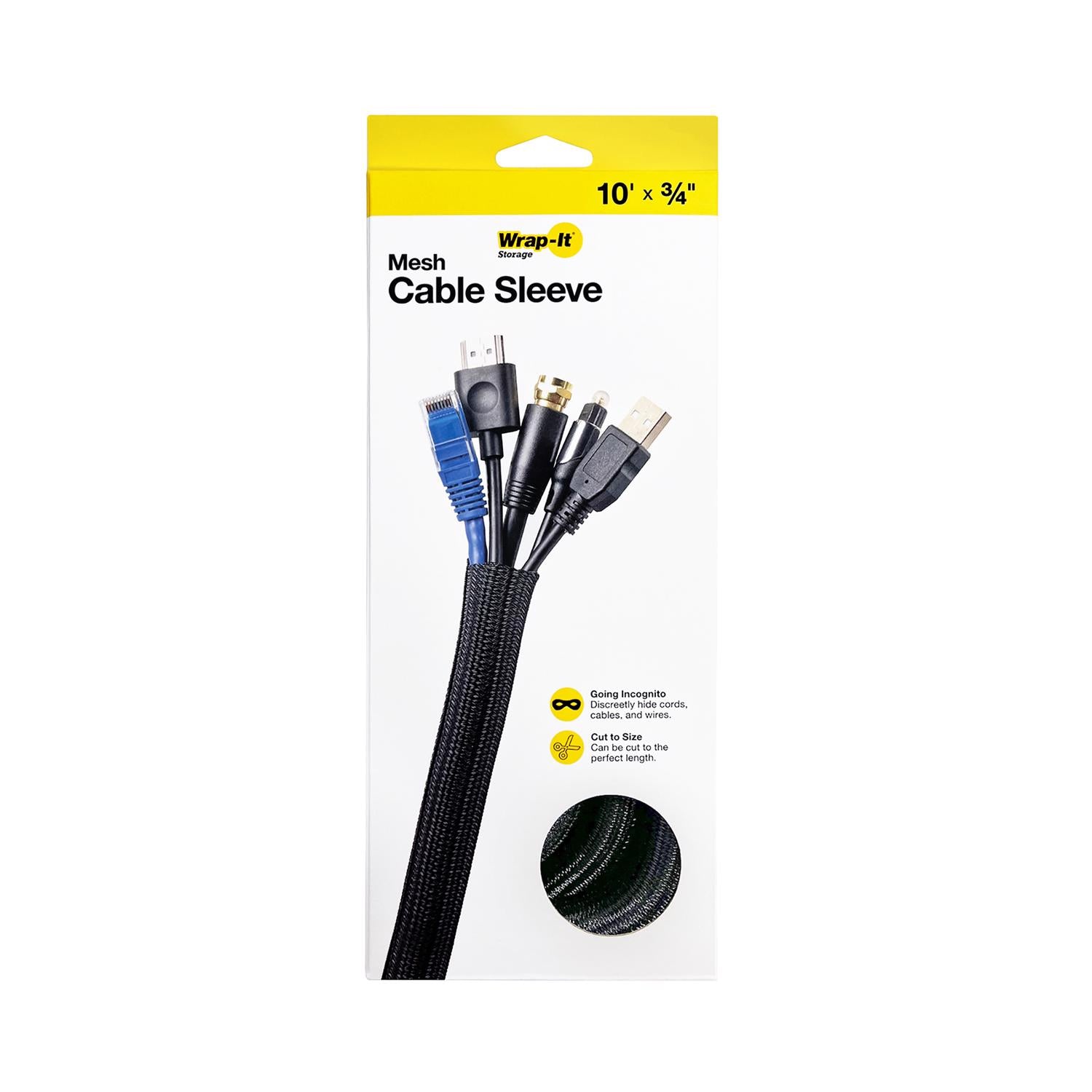 Wrap-It 10 ft. L Black Mesh Cable Sleeve - Case of 3