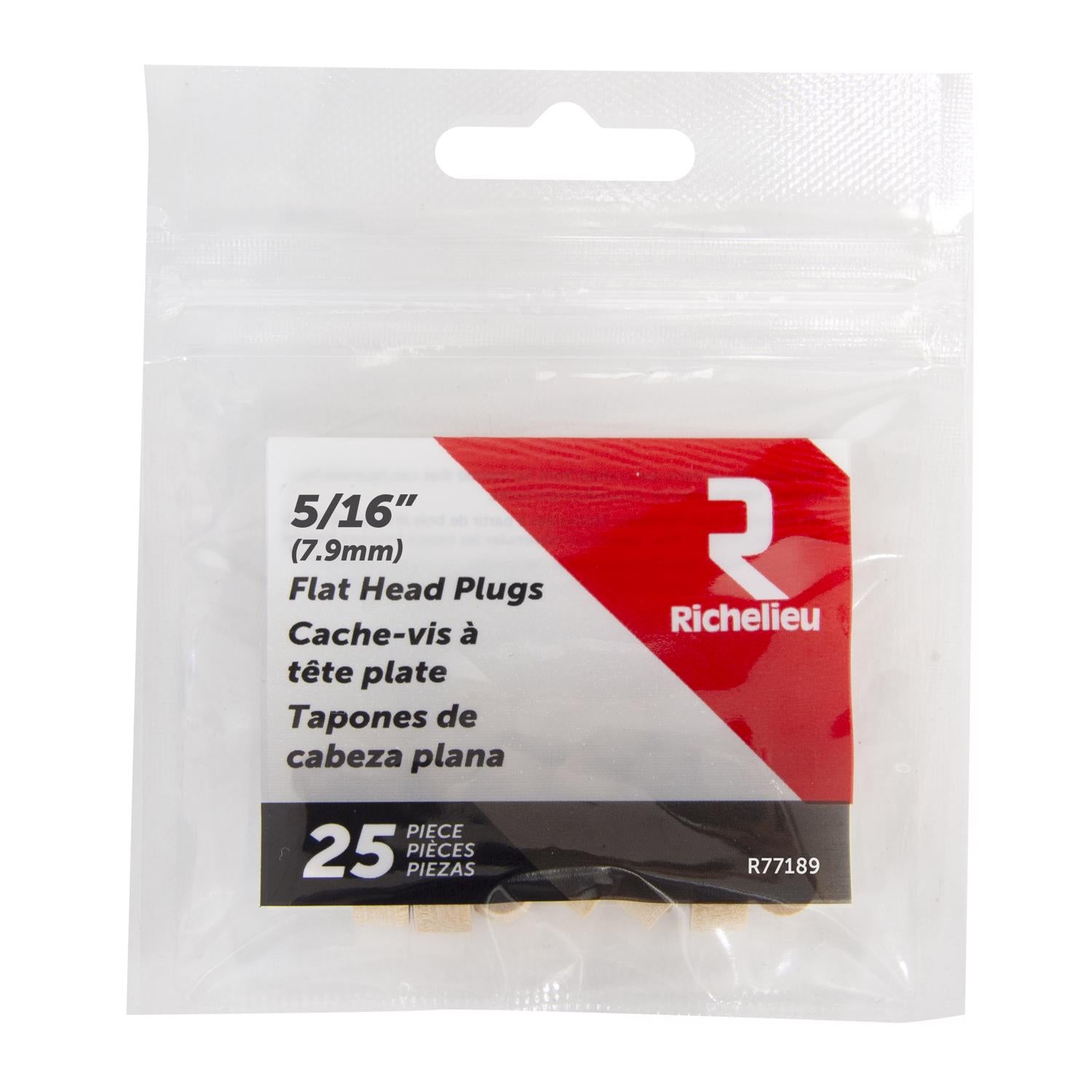 Richelieu Flat Birch Head Plug 5/16 in. D X .28 in. L 25 pk Natural - Case of 5