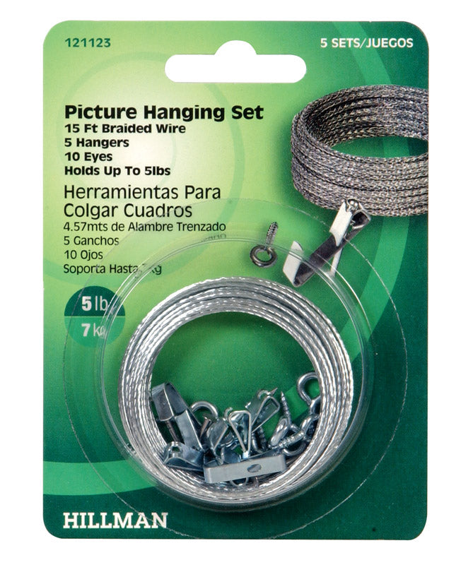 HILLMAN - Hillman AnchorWire Steel-Plated Conventional Picture Hanging Set 5 lb 5 pk - Case of 10