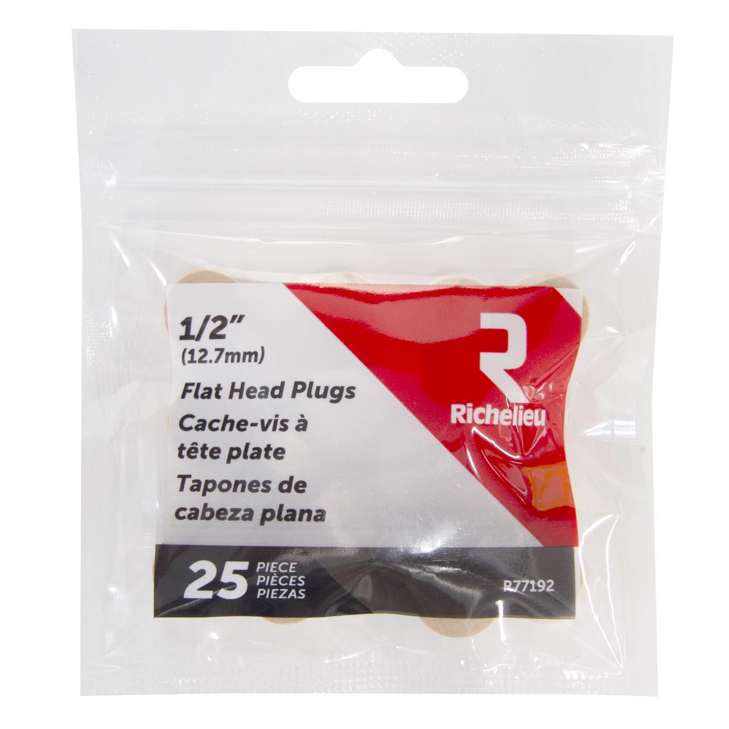 Richelieu Flat Birch Head Plug 1/2 in. D X .5 in. L 25 pk Natural - Case of 5