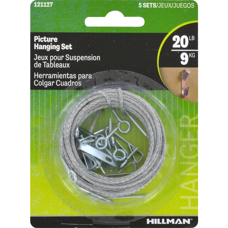 HILLMAN - Hillman AnchorWire Steel-Plated Conventional Picture Hanging Set 20 lb 5 pk - Case of 10