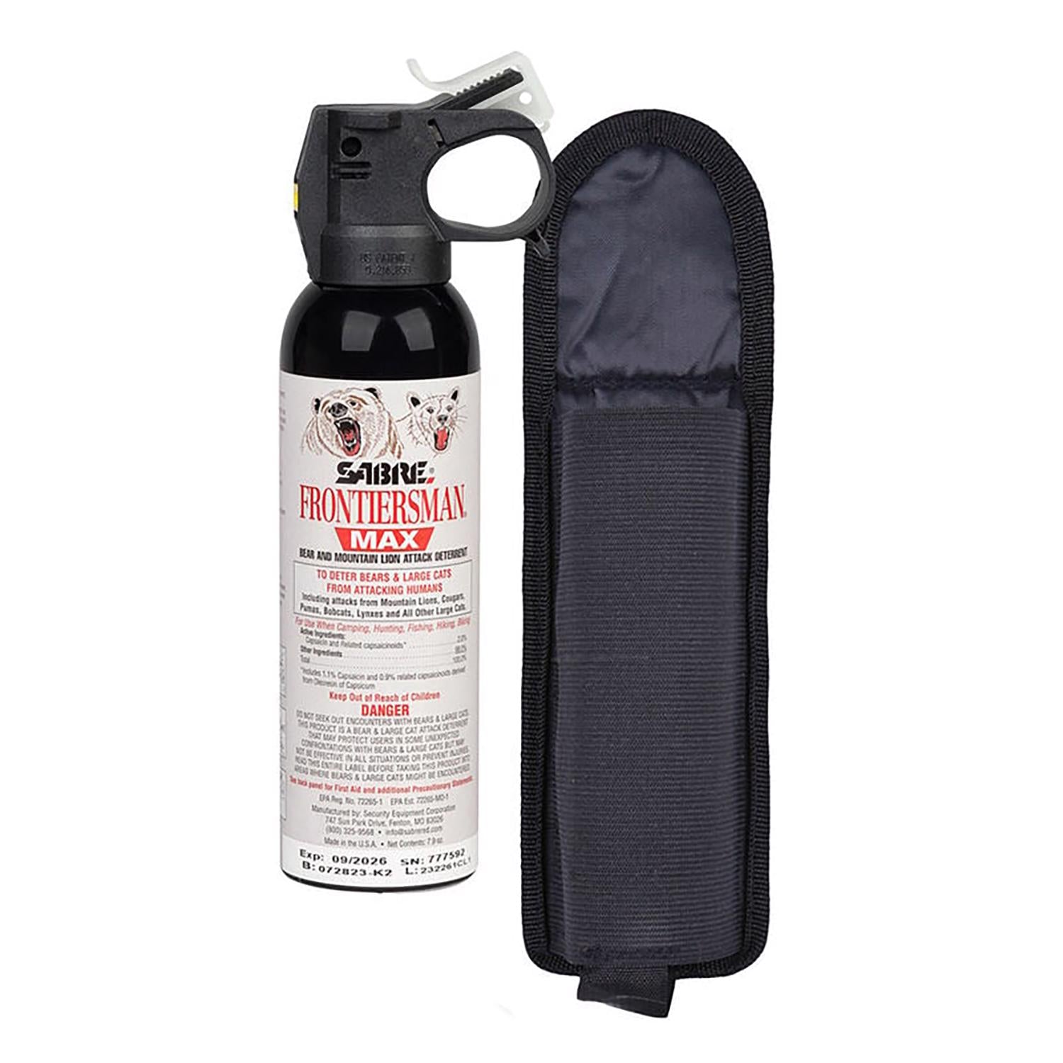 Sabre Frontiersman Max Black Nylon Bear and Mountain Lion Spray W/Belt Holster