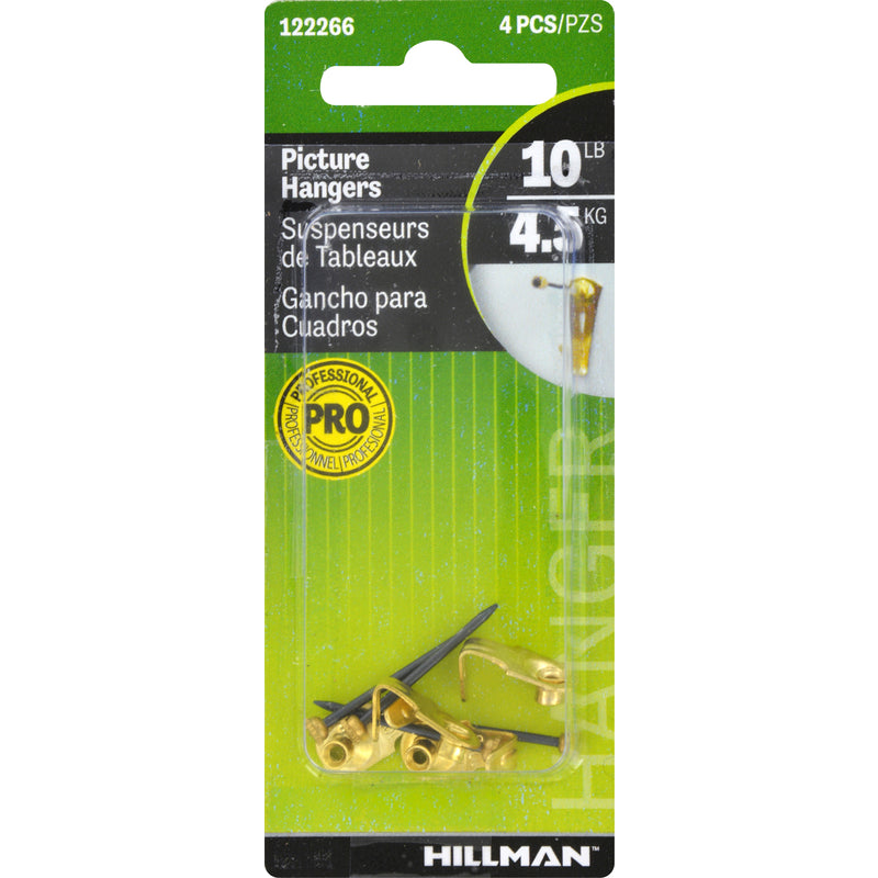 HILLMAN - Hillman AnchorWire Brass-Plated Classic Picture Hanger 10 lb 4 pk - Case of 10