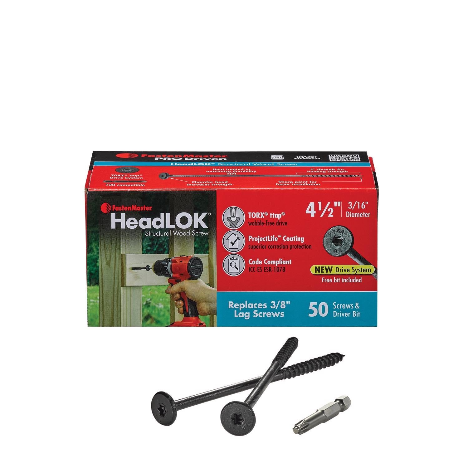 FastenMaster Headlok 4.5 in. L Torx Ttap T30 Coarse Structural Wood Screws 50 pk