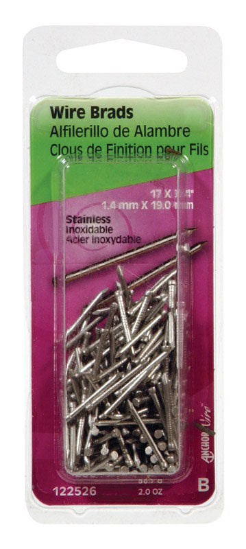 HILLMAN - Hillman 17 Ga. X 3/4 in. L Stainless Steel Brad Nails 1 pk 2 oz - Case of 6