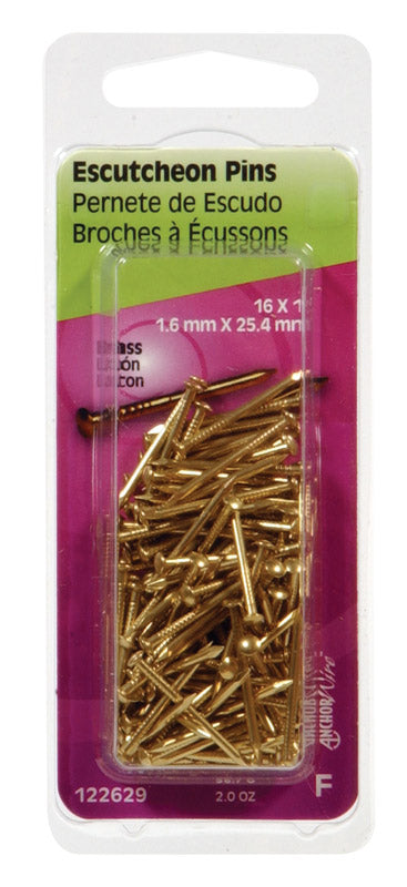 HILLMAN - Hillman 16 Ga. X 1 in. L Brass Escutcheon Pins 1 pk 2 oz - Case of 6