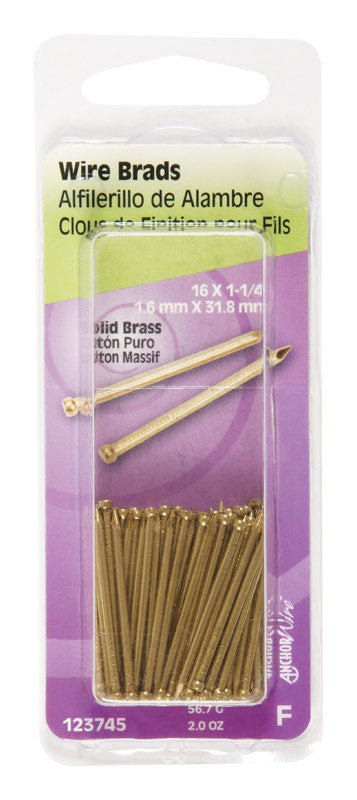 HILLMAN - Hillman 16 Ga. X 1-1/4 in. L Brass Brad Nails 1 pk 2 oz - Case of 6