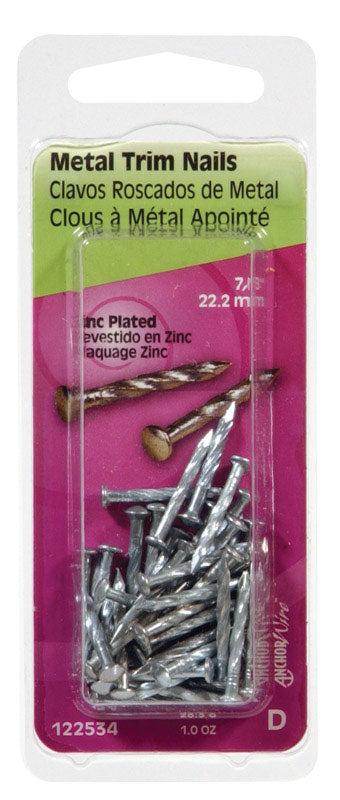 HILLMAN - Hillman 7/8 in. Trim Zinc-Plated Steel Nail Flat Head - Case of 6