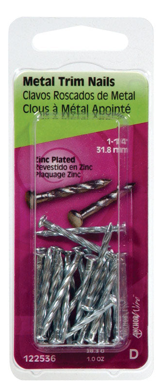 HILLMAN - Hillman 1-1/4 in. Trim Zinc-Plated Steel Nail Flat Head - Case of 6