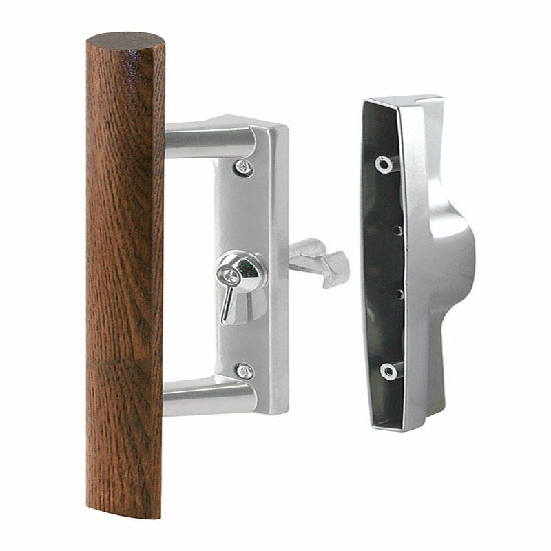 PRIME-LINE - Prime-Line Wood Tone Aluminum/Wood Outdoor Patio Door Handle Set