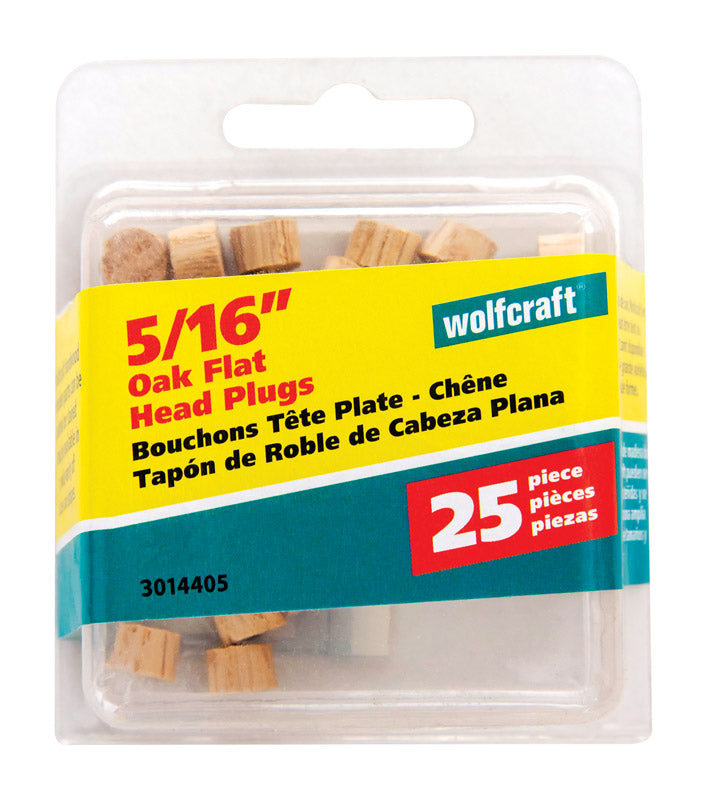 WOLFCRAFT - Wolfcraft Flat Oak Head Plug 5/16 in. D X 1/4 in. L 1 pk Natural