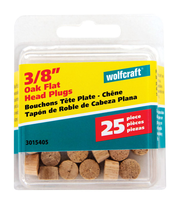 WOLFCRAFT - Wolfcraft Flat Oak Head Plug 3/8 in. D X 1/4 in. L 1 pk Natural