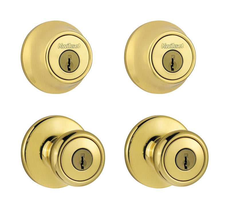 KWIKSET - Kwikset Tylo Polished Brass Double Entry Door Kit 1-3/4 in.