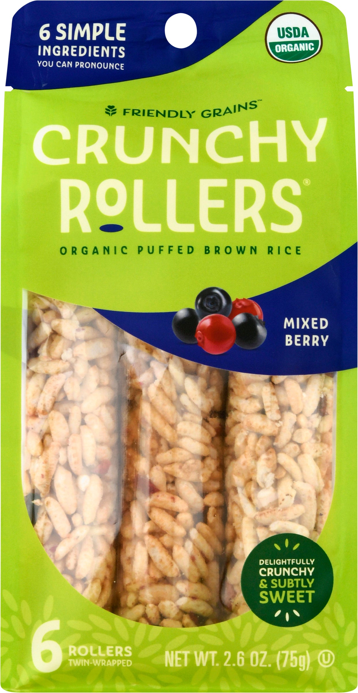 Friendly Grains Mixed Berry Crunchy Rollers 6 ea - Case of 9