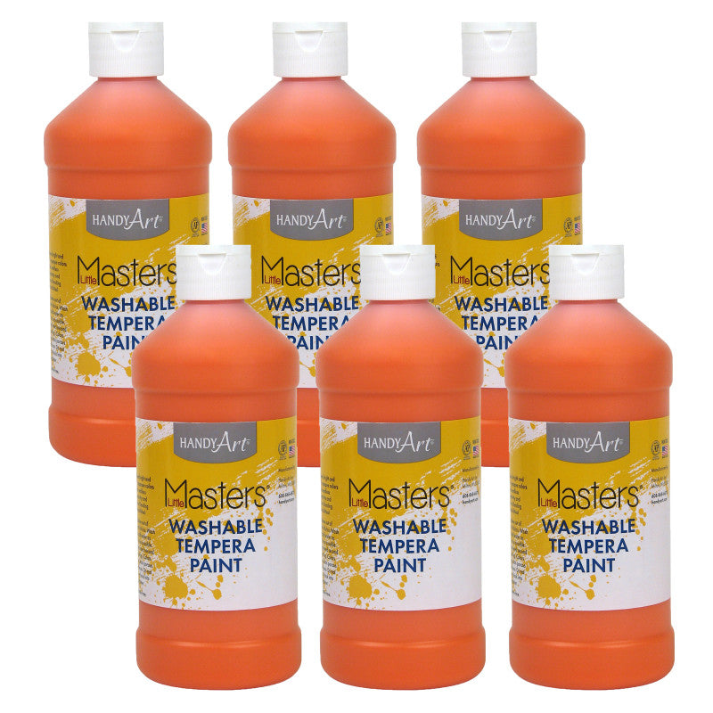HANDY ART - Little Masters® Washable Tempera Paint, Orange, 16 oz., Pack of 6
