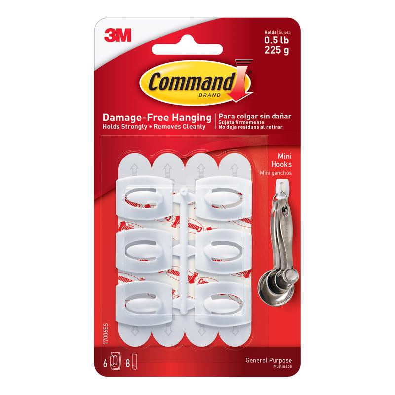 3M - 3M Command Mini Plastic Hook 1.08 in. L 6 pk [17006ES]