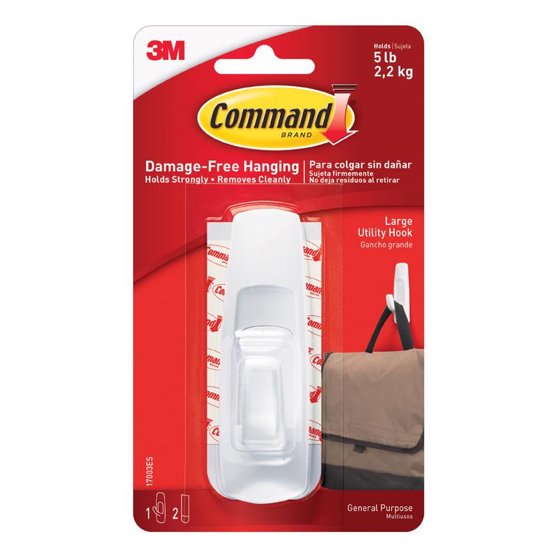 3M - 3M Command Large Plastic Hook 3.91 in. L 1 pk