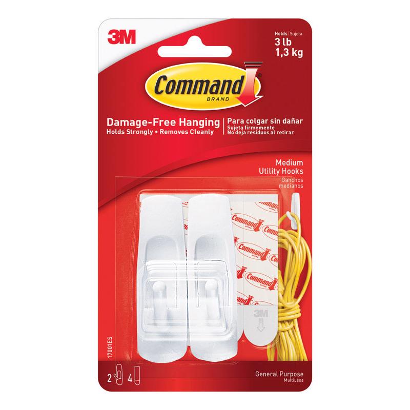 3M - 3M Command Medium Plastic Hook 3.875 in. L 2 pk