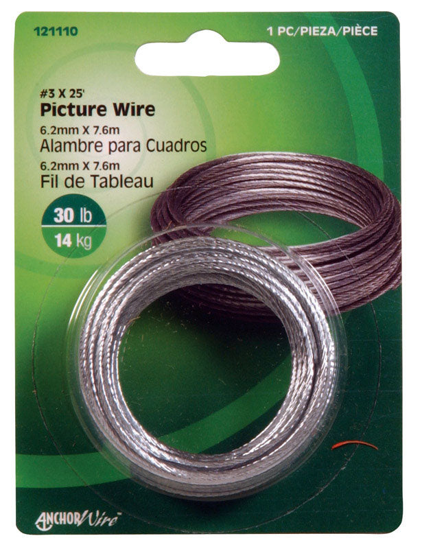 HILLMAN - Hillman AnchorWire Steel-Plated Silver Braided Picture Wire 30 lb 10 pk - Case of 10