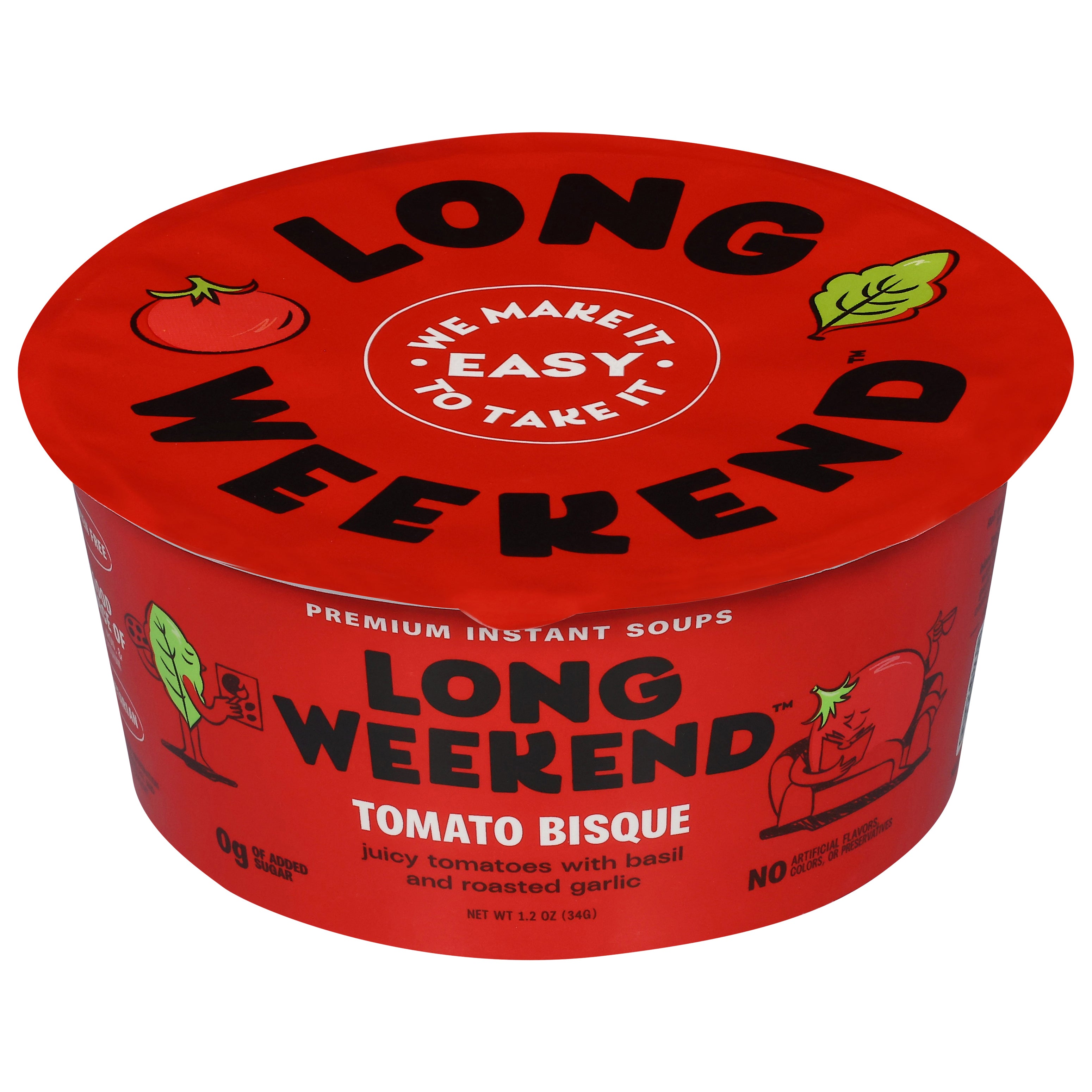 Long Weekend Premium Instant Soups Tomato Bisque Soup 1.2 oz - Case of 6